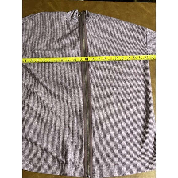 Soft Surroundings Purple Ribbed Full Zip Cardigan Top Jacket Large Preppy Lounge - Picture 5 of 6